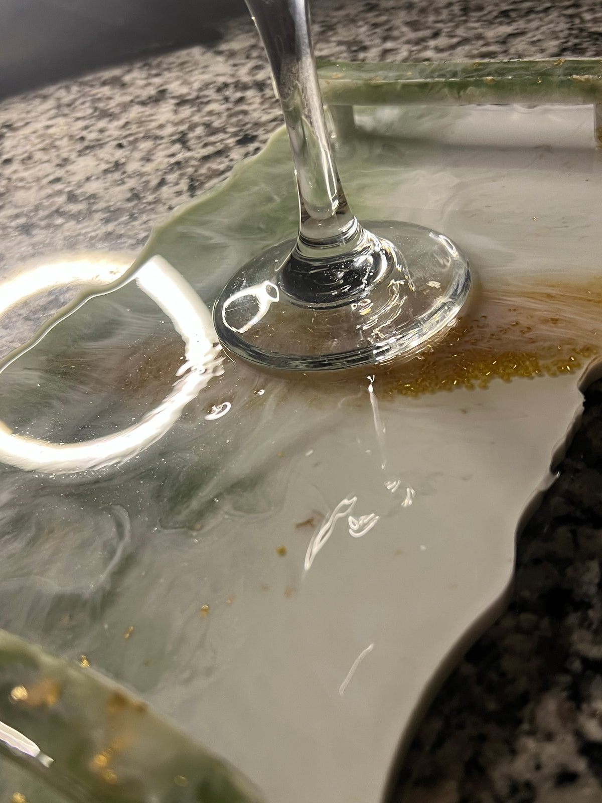 Resin serving tray green marble