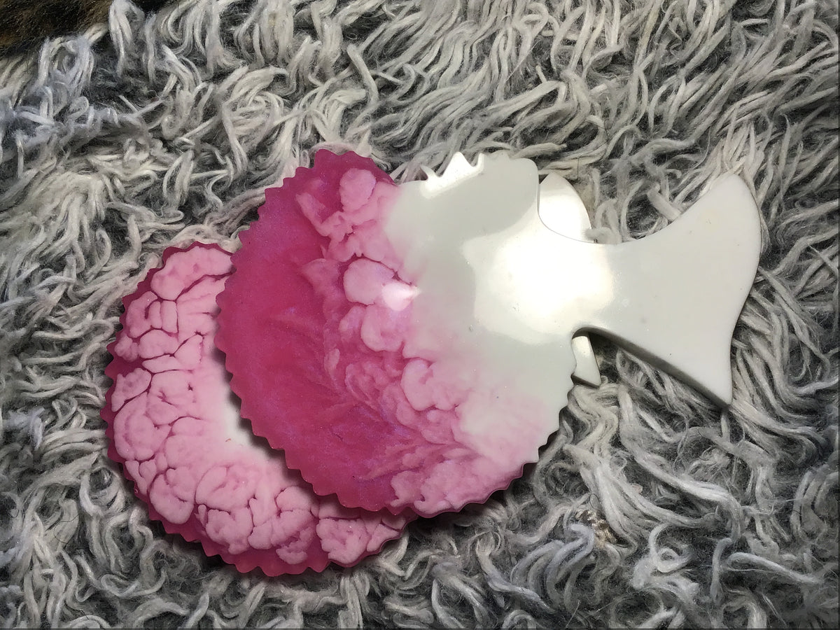 Afro coaster  pink and white