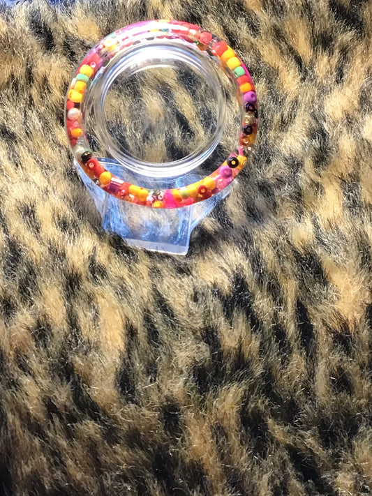 Resin bangle with beads